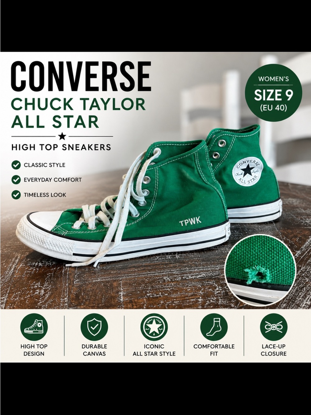 Converse Green High Top Sneakers with White Accents